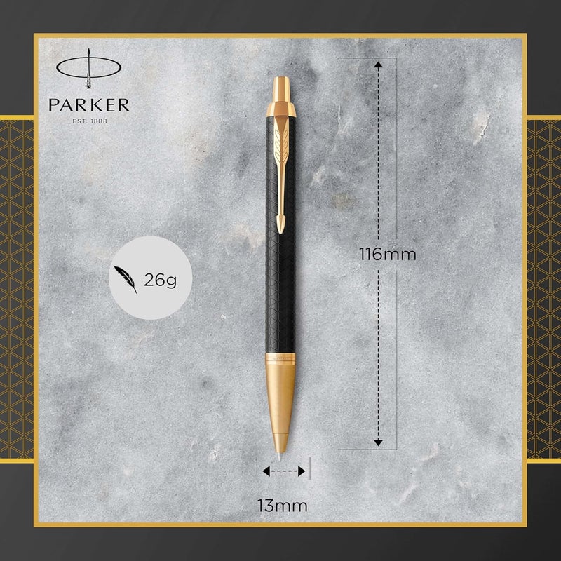باركر Parker im ballpoint pen | premium black with gold trim | medium point ink refill | gift box | 8596, 1931667 - Image 3
